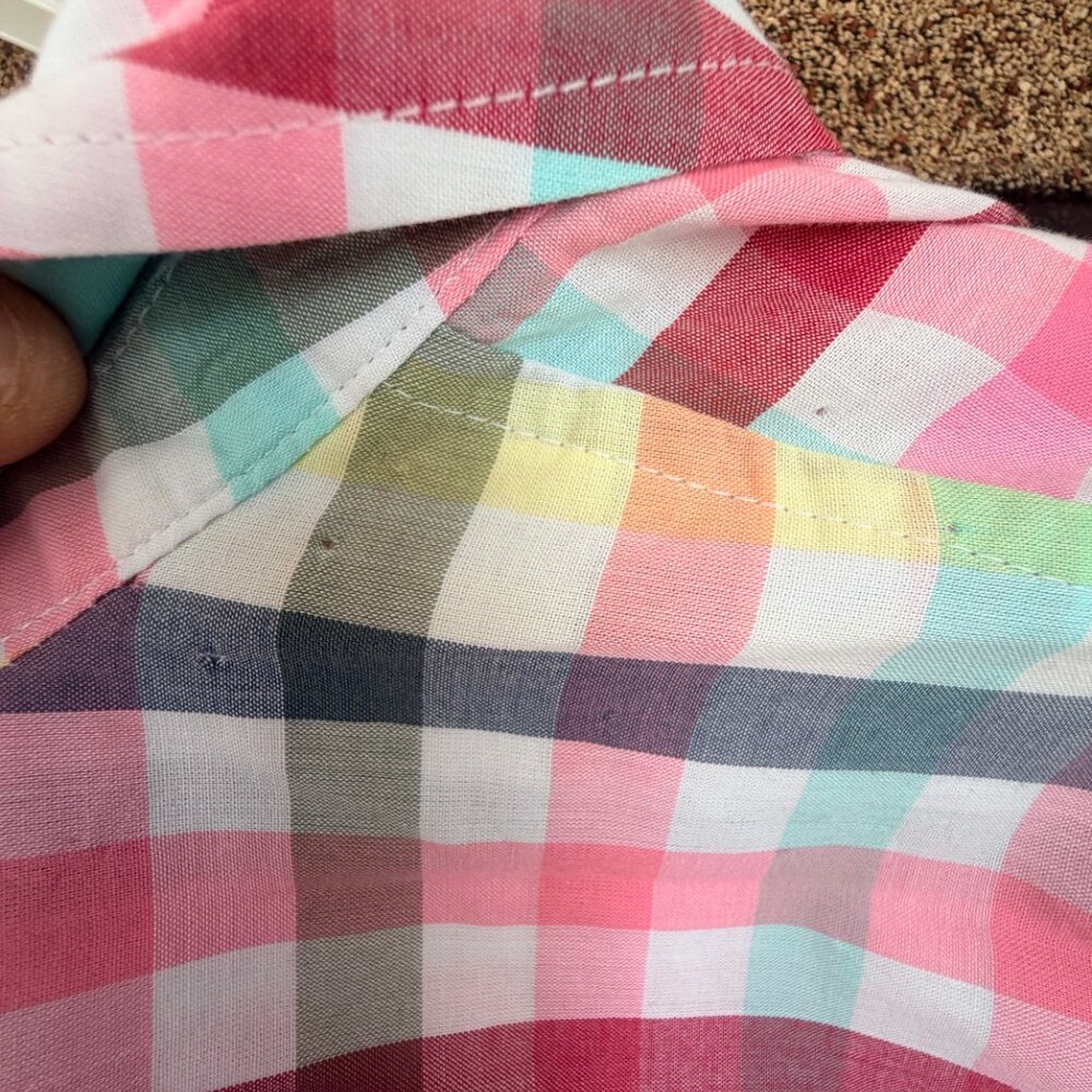 Croft and Barrow Plus Size 2X Pastel Plaid Cotton Button Down Shirt Cottagecore - Picture 8 of 8